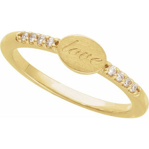 14K Rose Gold Diamond Signet Ring for Personalized Elegance