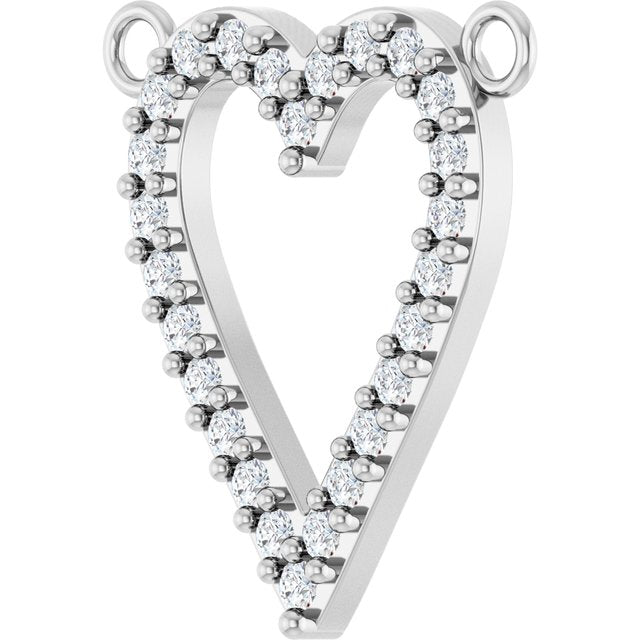 14K White Gold Heart Necklace Center with 1/6 CTW Natural Diamonds