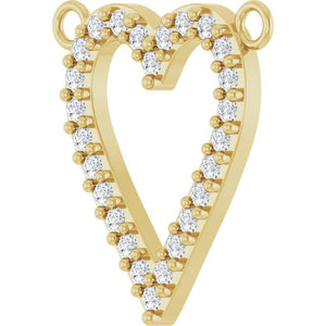 14K White Gold Heart Necklace Center with 1/6 CTW Natural Diamonds