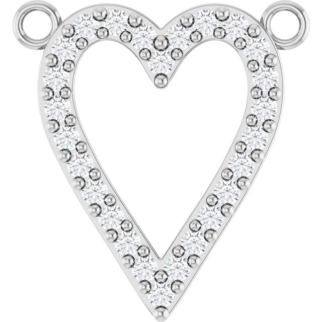 14K White Gold Heart Necklace Center with 1/6 CTW Natural Diamonds