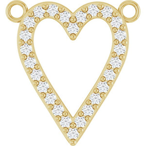 14K White Gold Heart Necklace Center with 1/6 CTW Natural Diamonds
