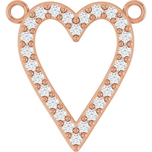 14K White Gold Heart Necklace Center with 1/6 CTW Natural Diamonds
