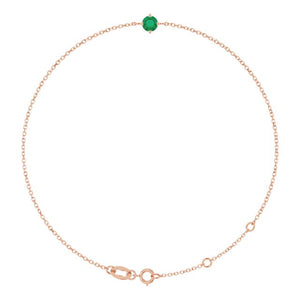 14K Yellow Gold, 5 mm Lab-Grown Emerald Bracelet - Elegant Design