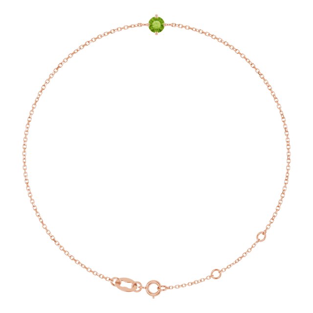 Natural Peridot Solitaire Bracelet Crafted in 14K Gold, Silver & Platinum