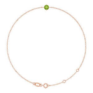 Natural Peridot Solitaire Bracelet Crafted in 14K Gold, Silver & Platinum