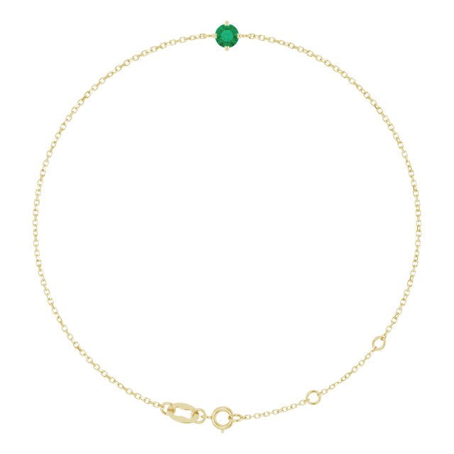 Lab-Grown Emerald Round Solitaire Bracelet Crafted in 14K Gold, Silver & Platinum