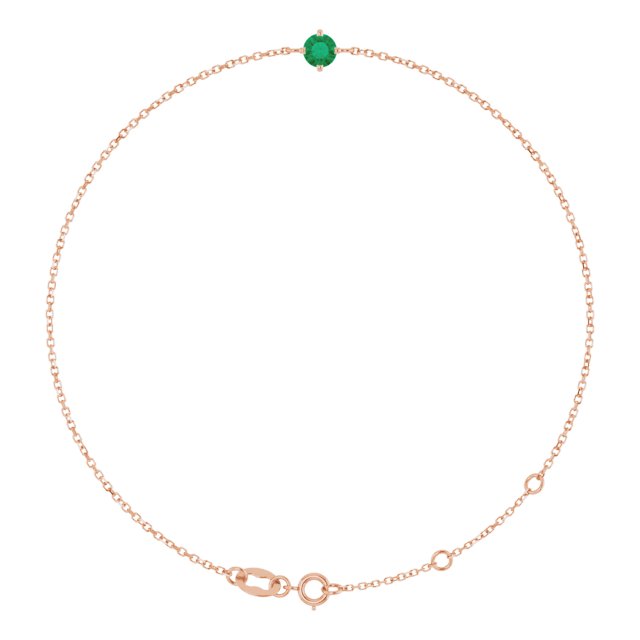 Lab-Grown Emerald Round Solitaire Bracelet Crafted in 14K Gold, Silver & Platinum