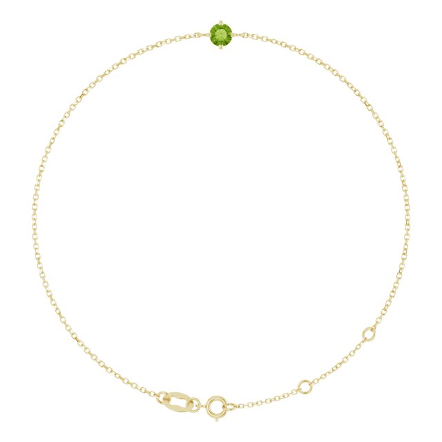Natural Peridot Solitaire Bracelet Crafted in 14K Gold, Silver & Platinum