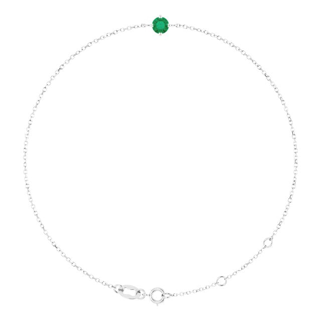 Lab-Grown Emerald Round Solitaire Bracelet Crafted in 14K Gold, Silver & Platinum