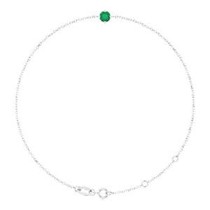 Lab-Grown Emerald Round Solitaire Bracelet Crafted in 14K Gold, Silver & Platinum