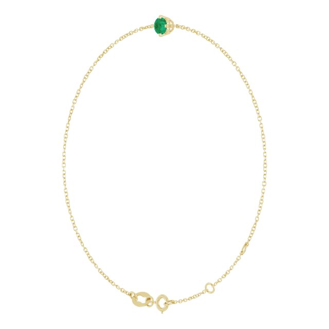 14K Yellow Gold, 5 mm Lab-Grown Emerald Bracelet - Elegant Design