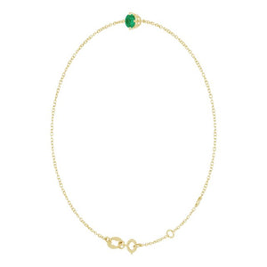 14K Yellow Gold, 5 mm Lab-Grown Emerald Bracelet - Elegant Design