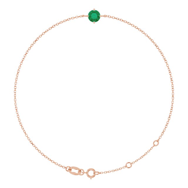 14K Gold Lab-Grown Emerald Solitaire Bracelet