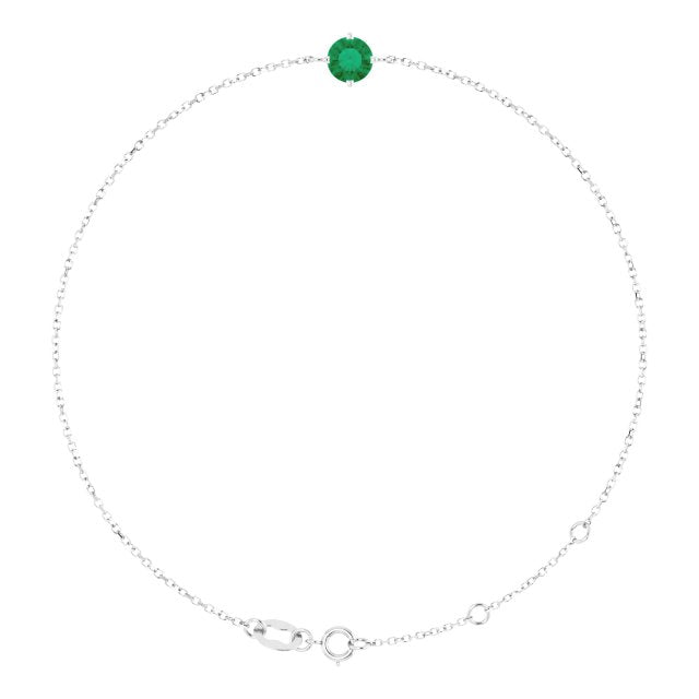 14K Gold Lab-Grown Emerald Solitaire Bracelet