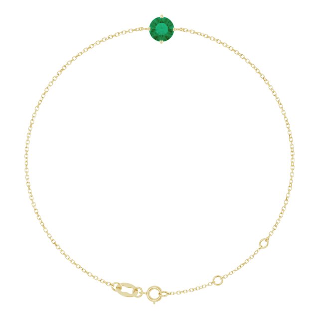 14K Yellow Gold, 5 mm Lab-Grown Emerald Bracelet - Elegant Design