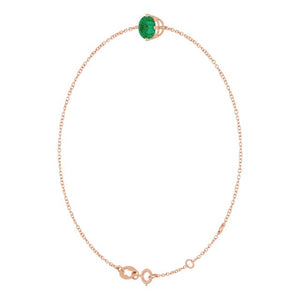 14K Yellow Gold, 5 mm Lab-Grown Emerald Bracelet - Elegant Design