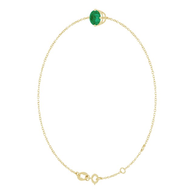 14K Yellow Gold, 5 mm Lab-Grown Emerald Bracelet - Elegant Design