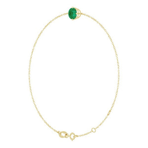 14K Yellow Gold, 5 mm Lab-Grown Emerald Bracelet - Elegant Design