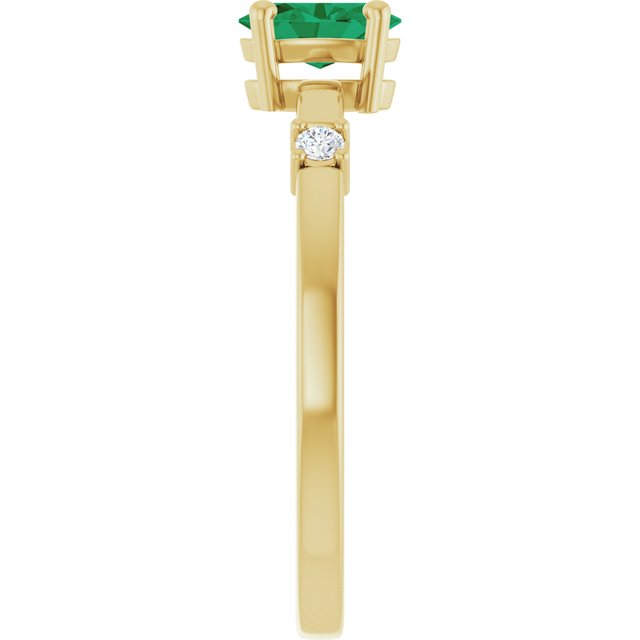 14K White Gold Oval Lab-Grown Emerald & Natural Diamond Ring