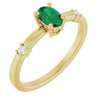 14K White Gold Oval Lab-Grown Emerald & Natural Diamond Ring