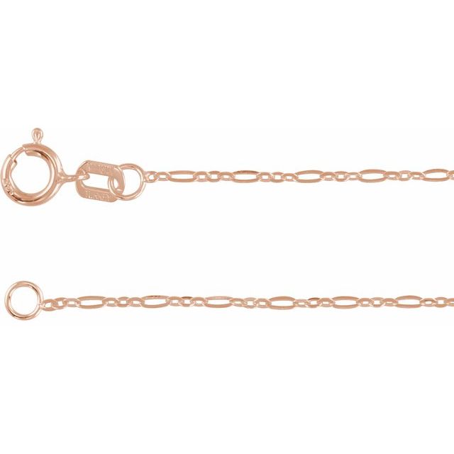 Brilliant Figaro Chain Necklace in 14K Gold Available in 16" - 20"