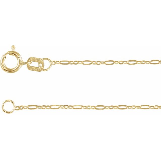 14K Yellow Gold 1.25 mm Figaro Chain - Elegant Luxury Jewelry