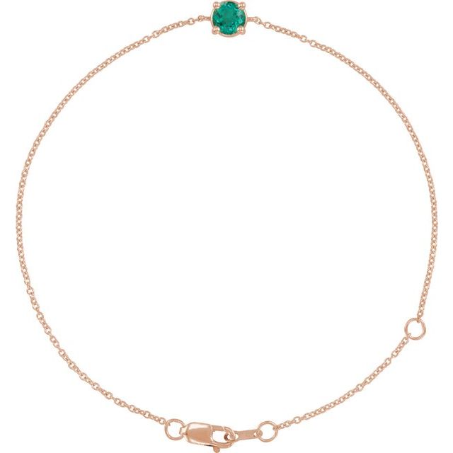 14K Gold Natural Emerald Solitaire Bracelet - Options Available