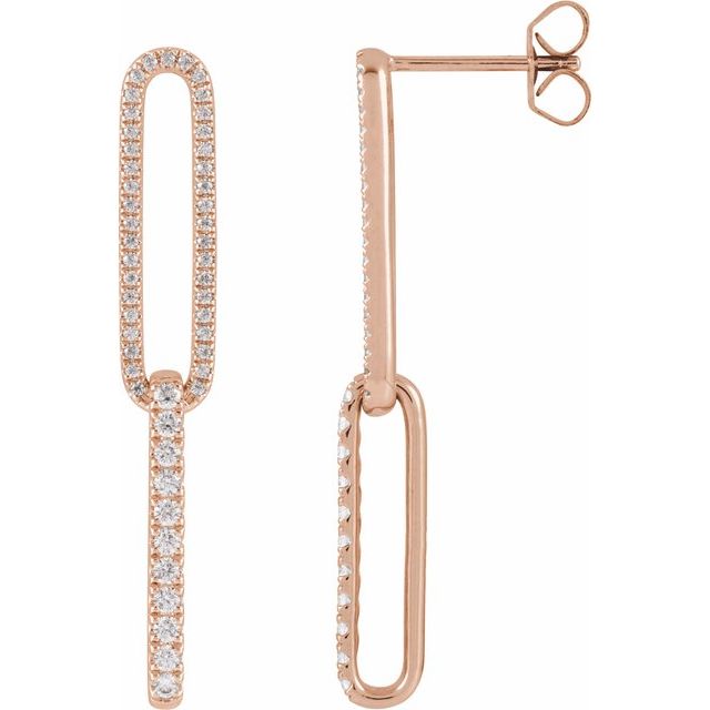 14K Gold Lab-Grown Diamond Elongated Link Earrings