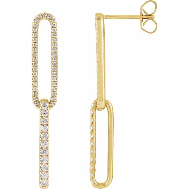 14K Gold Lab-Grown Diamond Elongated Link Earrings