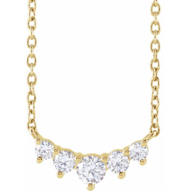 14K Yellow Gold, 18" Lab-Grown Diamond Graduated Necklace - 1/3 CTW