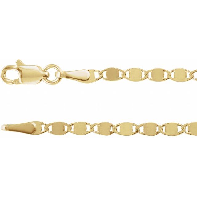 14K Yellow Gold 2.7 mm Polished Mirror Chain - Elegant 7 1/2" Bracelet