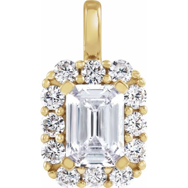 14K Gold Lab-Grown Diamond Halo-Style Pendant