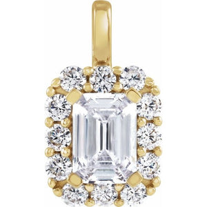 14K Gold Lab-Grown Diamond Halo-Style Pendant