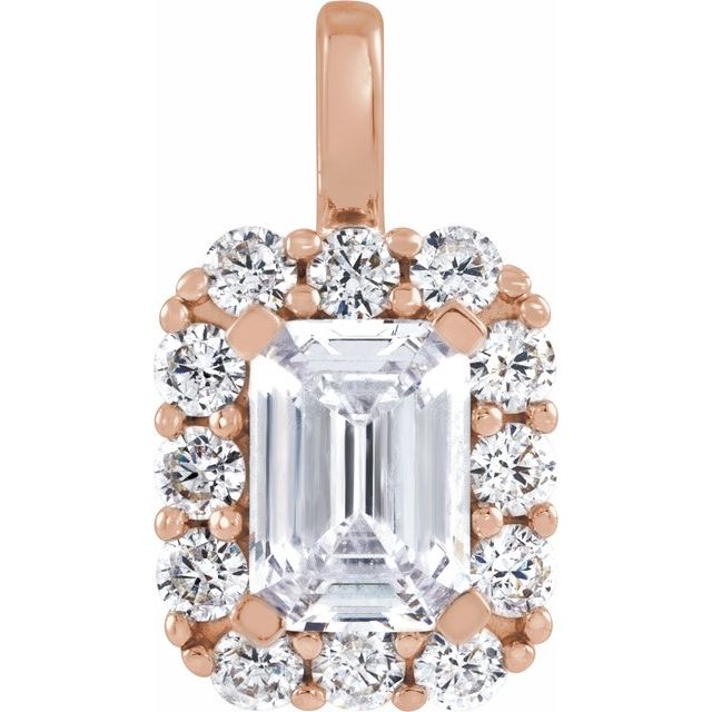 14K Gold Lab-Grown Diamond Halo-Style Pendant