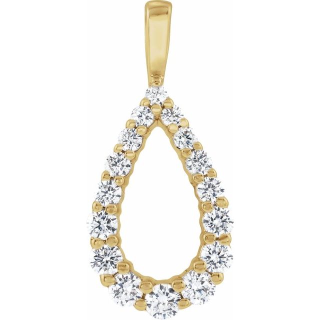 14K Gold Lab-Grown Diamond Drop Pendant