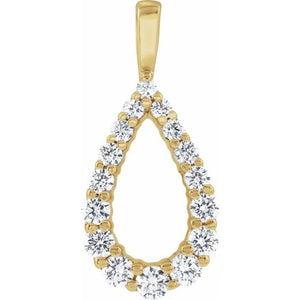 14K Gold Lab-Grown Diamond Drop Pendant