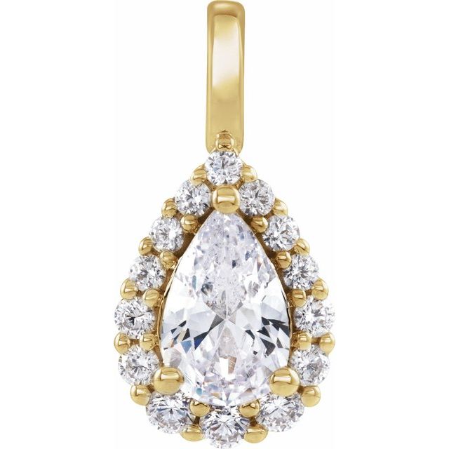 14K Gold Lab-Grown Diamond Halo-Style Pendant