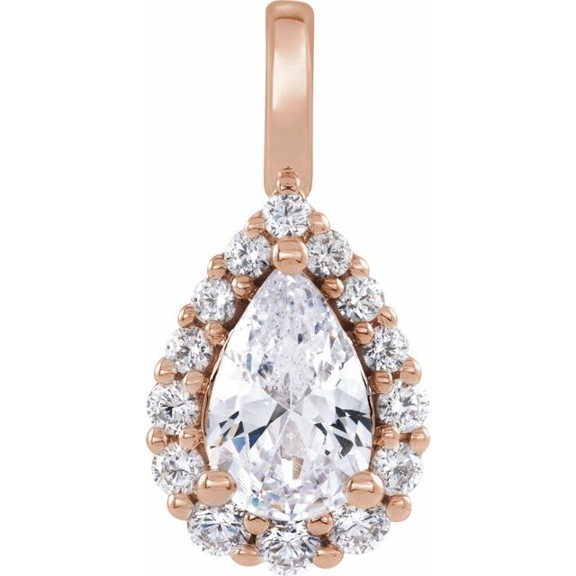 14K Gold Lab-Grown Diamond Halo-Style Pendant