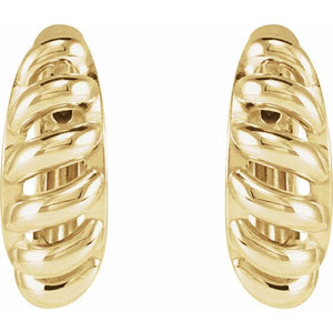 Platinum 15.3 mm Rope Dome Hoop Earrings - Elegant Design