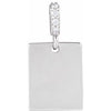 14K White Gold Polished Diamond Pendant with Engravable Surface - 0.02 CTW Natural Diamond