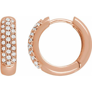 14K Gold Natural Diamond Hoop Earrings - Options Available