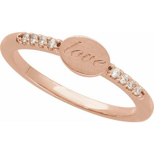 14K Rose Gold Diamond Signet Ring for Personalized Elegance