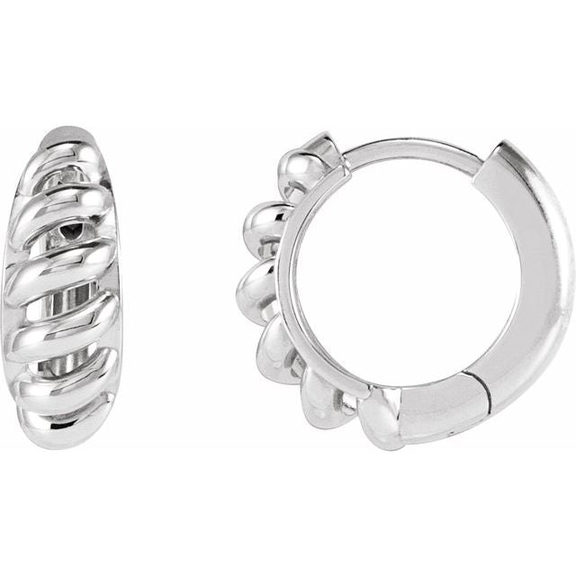 Platinum 15.3 mm Rope Dome Hoop Earrings - Elegant Design