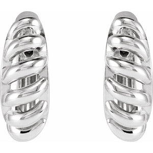 Platinum 15.3 mm Rope Dome Hoop Earrings - Elegant Design