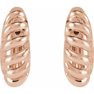 Platinum 15.3 mm Rope Dome Hoop Earrings - Elegant Design