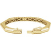 14K Yellow Gold 7-inch Geometric Hinged Bangle Bracelet