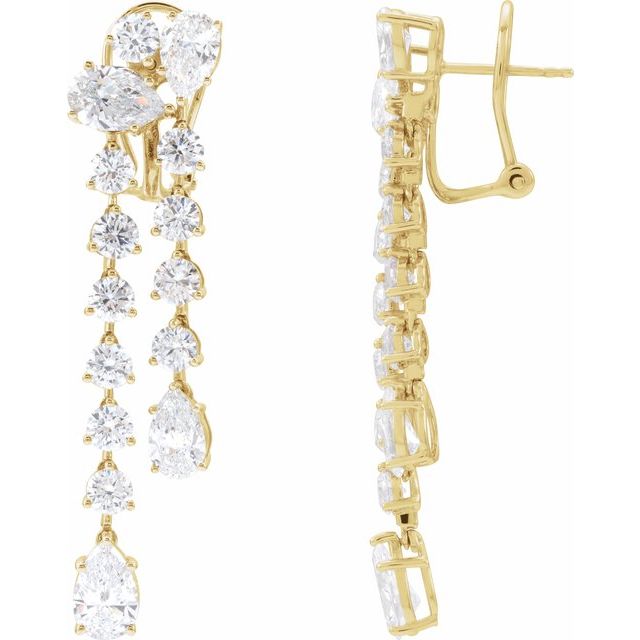14K Gold Lab-Grown Diamond Dangle Earrings - Options Available