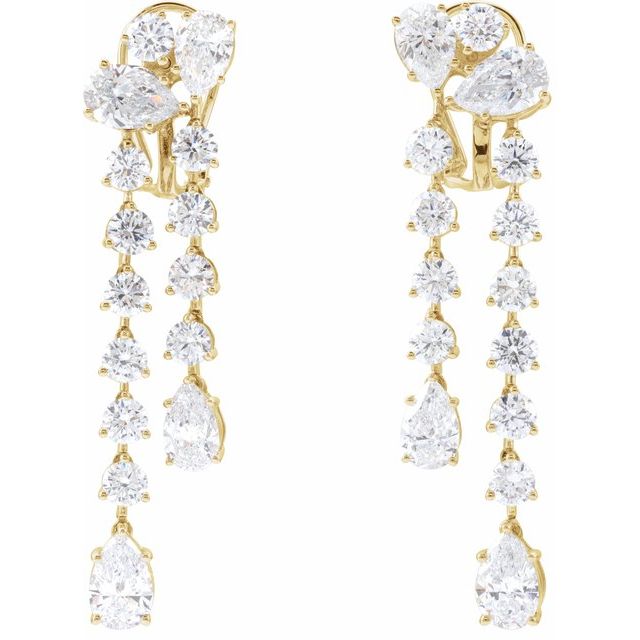 14K Gold Lab-Grown Diamond Dangle Earrings - Options Available