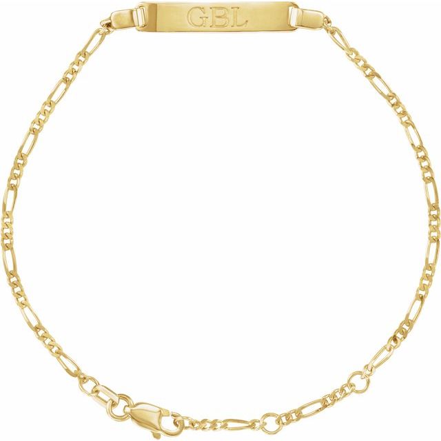 14K Gold Men's Figaro Adjustable Identification Bracelet