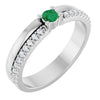 14K Yellow Gold Lab-Grown Emerald & Natural Diamond Accent Ring